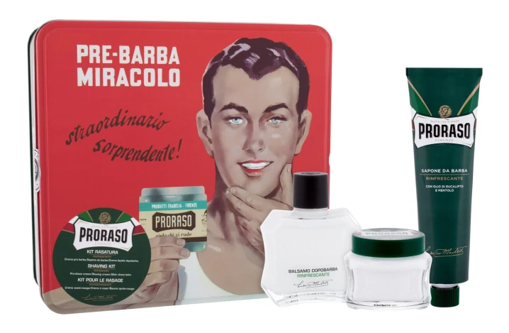 Zestaw PRORASO Green Balsam po goleniu 100ml + Krem do golenia 150ml + Krem przed golenie 100ml