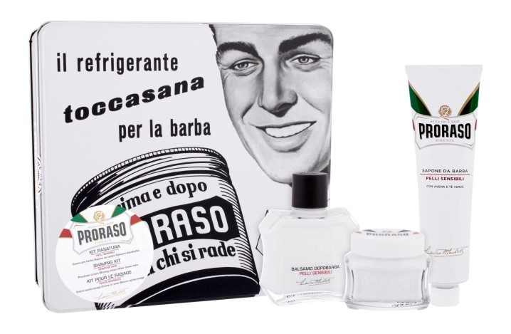 Zestaw PRORASO White  Balsam po goleniu 100ml + Krem przed goleniem 100ml + Krem do golenia 150ml 