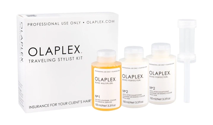 Zestaw Olaplex 1 Traveling Stylist Kit Bond Multiplier No. 1 1x100ml +  Bond Perfector No. 2 2x100ml + Dosing Dispenser