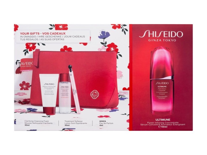 Zestaw Shiseido Ultimune Power Infusing Concentrate Serum do twarzy 50ml + pianka oczyszczająca 30ml + tonik do twarzy 30ml + edp 4ml + kosmetyczka