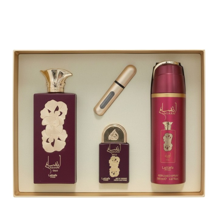 Zestaw Lattafa Pride Ansaam Gold Woda perfumowana 100ml + edp 20ml + Dezodorant 200ml