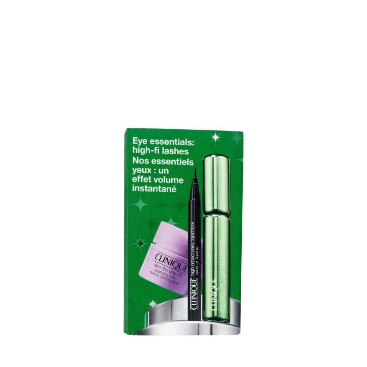Zestaw Clinique High Impact High-Fi Full Volume Mascara Tusz do rzęs 10ml Intense Black + Eyeliner 0.34 g + Oczyszczający balsam 15ml