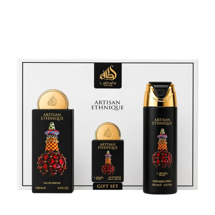 Zestaw Lattafa Artisan Ethnique Woda Perfumowana 100ml + Woda Perfumowana 20ml + Deodorant 200ml