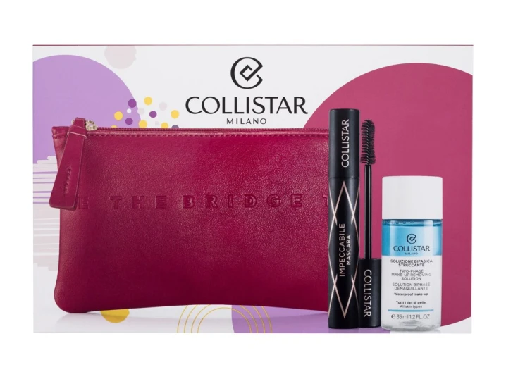 Zestaw Collistar Impeccabile Tusz do rzęs 14ml Ultra Black + dwufazowy preparat do demakijażu 35ml + kosmetyczka
