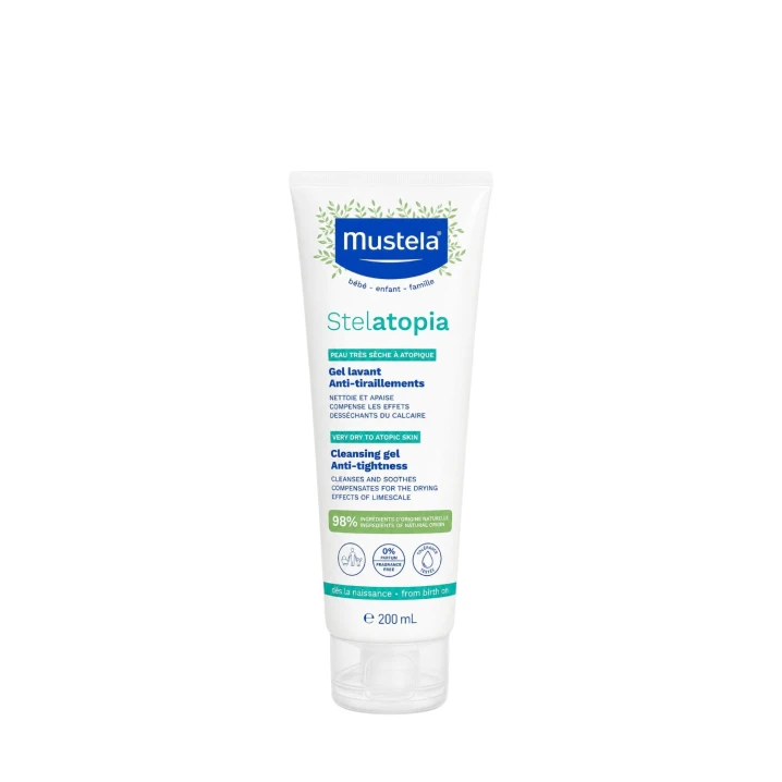 Mustela Bebe Stelatopia Oczyszczający żel do skóry suchej 200ml