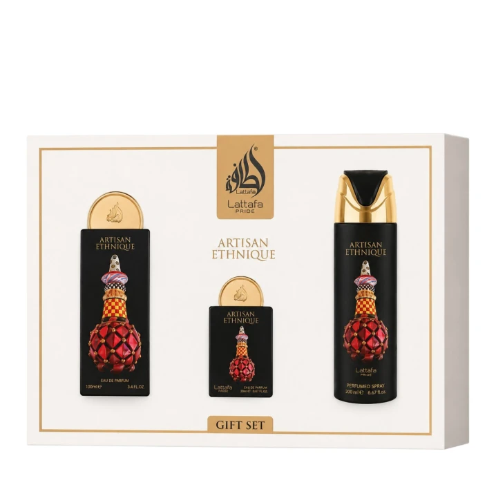 Zestaw Lattafa Artisan Ethnique Woda Perfumowana 100ml + Woda Perfumowana 20ml + Deodorant 200ml