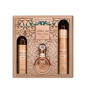 Zestaw Lattafa Fakhar Lattafa Woda perfumowana 100ml + Odświeżacz powietrza 300ml + Dezodorant spray 200ml