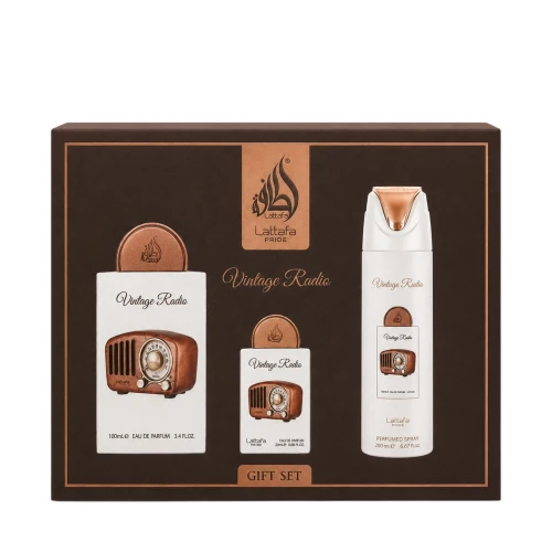lattafa vintage radio woda perfumowana 100 ml   zestaw  