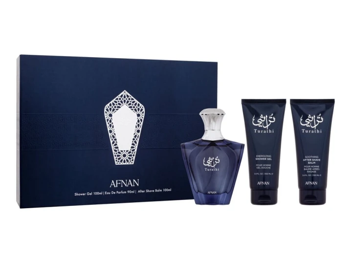 Zestaw Afnan Turathi Blue Woda perfumowana 90ml + żel pod prysznic 100ml + balsam po goleniu 100ml