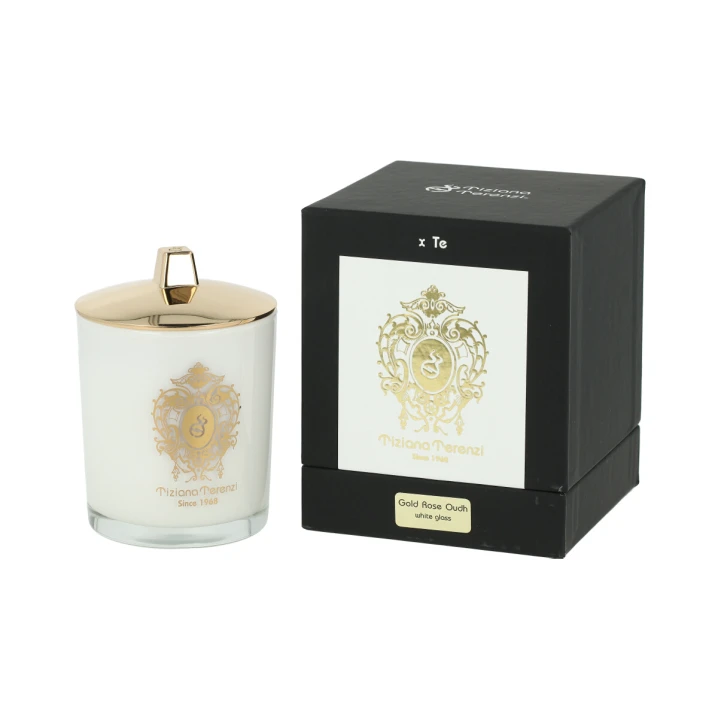 Tiziana Terenzi Gold Rose Oudh Scented Candle in White Glass Świeca 170g