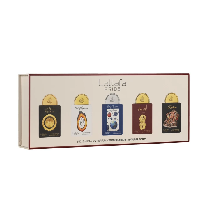 Zestaw Lattafa Gift Set Collection 03 Woda perfumowana 5x20ml (Pride Nebras / Pride Ansaam Gold /Pride Kashan / Pride Art Of Wood / Pride Art Of Universe)
