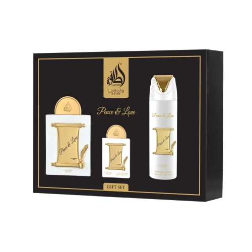 lattafa peace & love woda perfumowana 100 ml   zestaw  