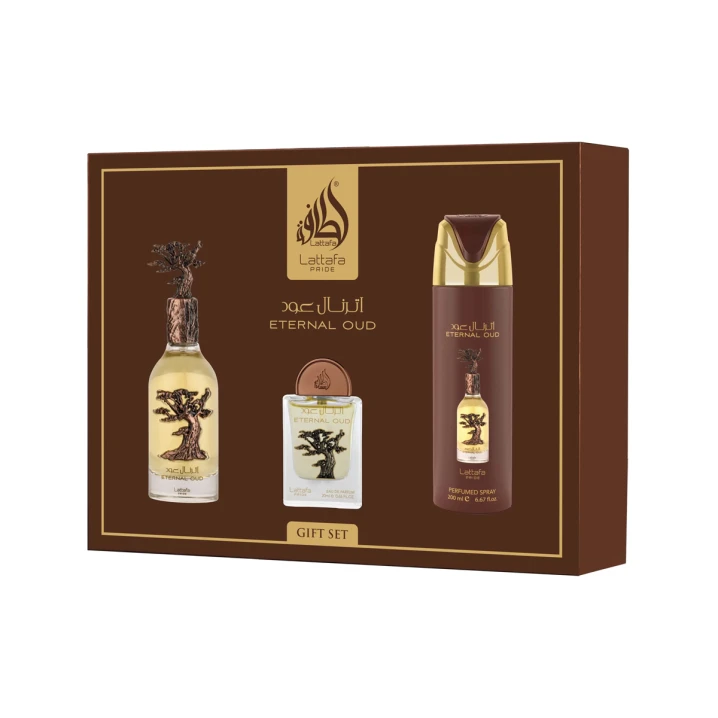 Zestaw Lattafa Pride Eternal Oud Woda perfumowana 100ml + 20ml + Dezodorant 200ml