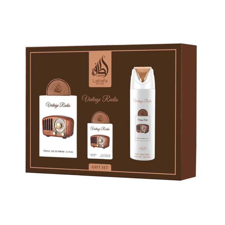 Zestaw Lattafa Pride Vintage Radio Woda perfumowana 100ml + 20ml + Dezodorant 200ml