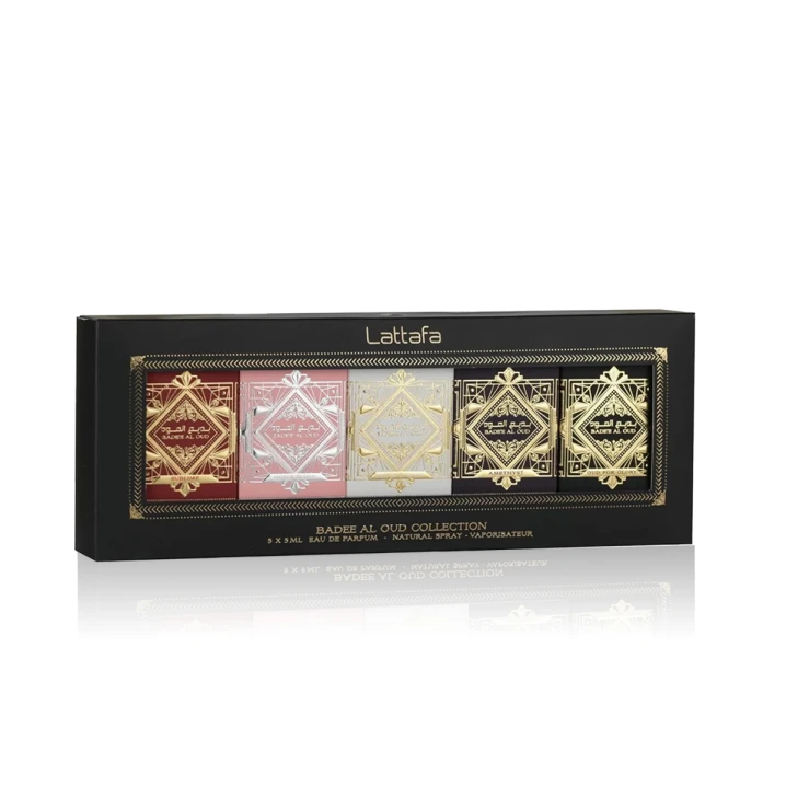 Zestaw Lattafa Badee Al Oud Collection 5x5ml (Oud Oud For Glory, Oud Sublime, Oud Amethyst, Oud Honor & Glory, Oud Noble Blush)