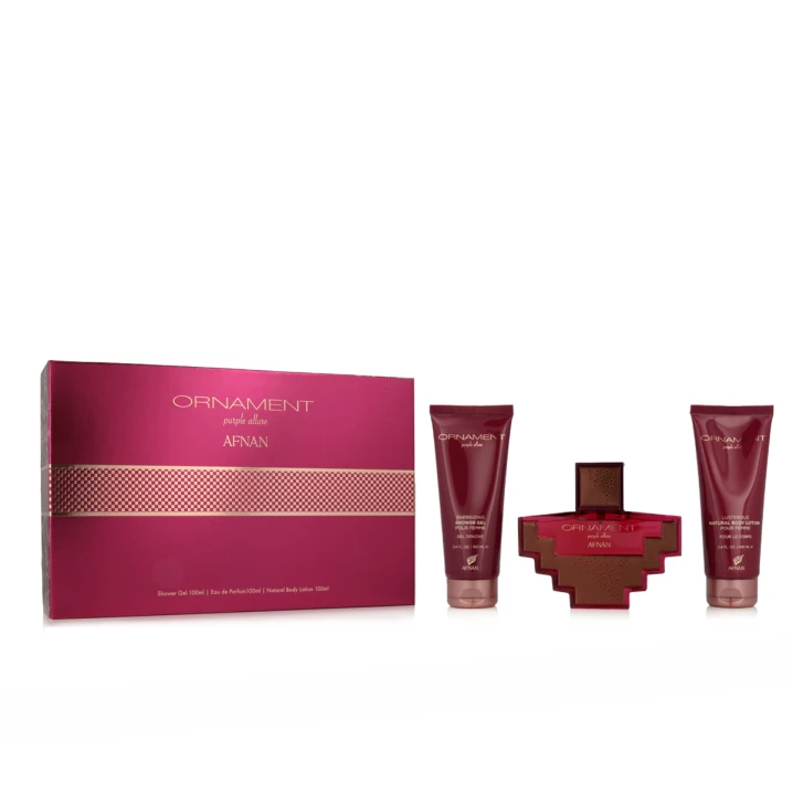 Zestaw Afnan Ornament Purple Allure Woda perfumowana 100ml + Żel pod prysznic 100ml + Balsam do ciała 100ml