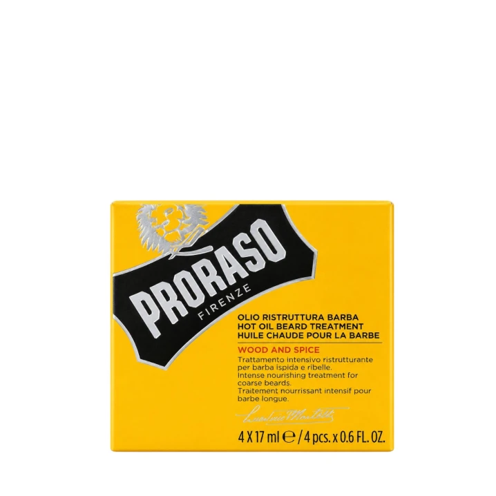 PRORASO Wood & Spice Hot Oil Beard Treatment Olejek do zarostu 4x17ml
