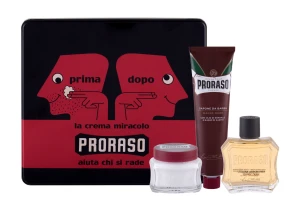 Zestaw PRORASO Red After Shave Lotion Woda po goleniu 100 ml + krem do golania 150 ml + krem przed goleniem 100 ml