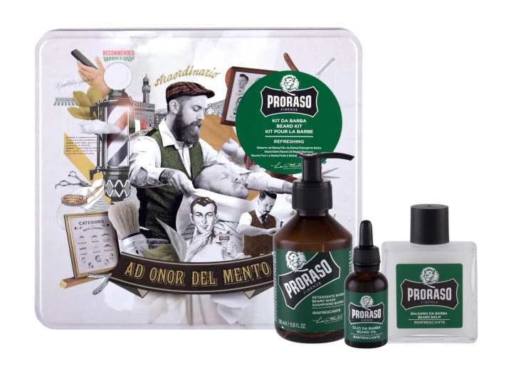 Zestaw PRORASO Eucalyptus Beard Wash Szampon do włosów 200ml + balsam do brody 100ml + olejek do brody 30ml