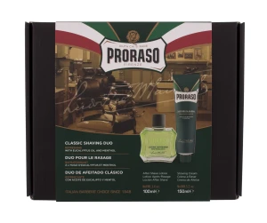 Zestaw PRORASO Green Classic Shaving Duo Woda po goleniu Green 100ml + Krem do golenia 150ml